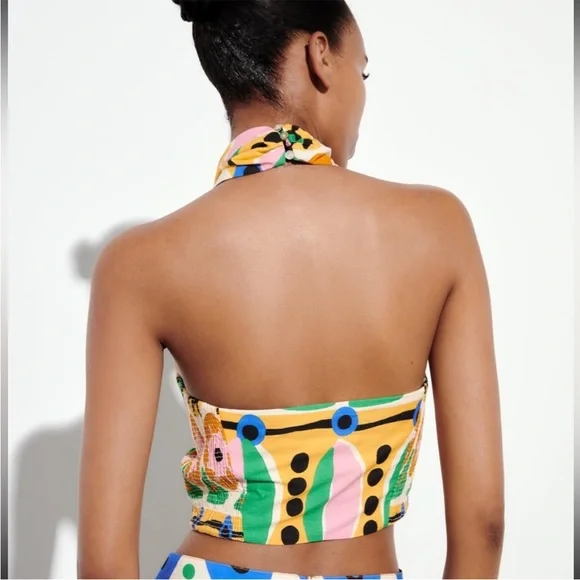 Zara Multicolor Abstract Crop Top - Picture 6 of 8